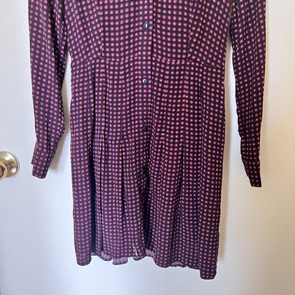 & Other Stories Navy Blue Floral Print Mini Long Sleeve Dress US 2​​​​​​​​​​​​ - Picture 3 of 8